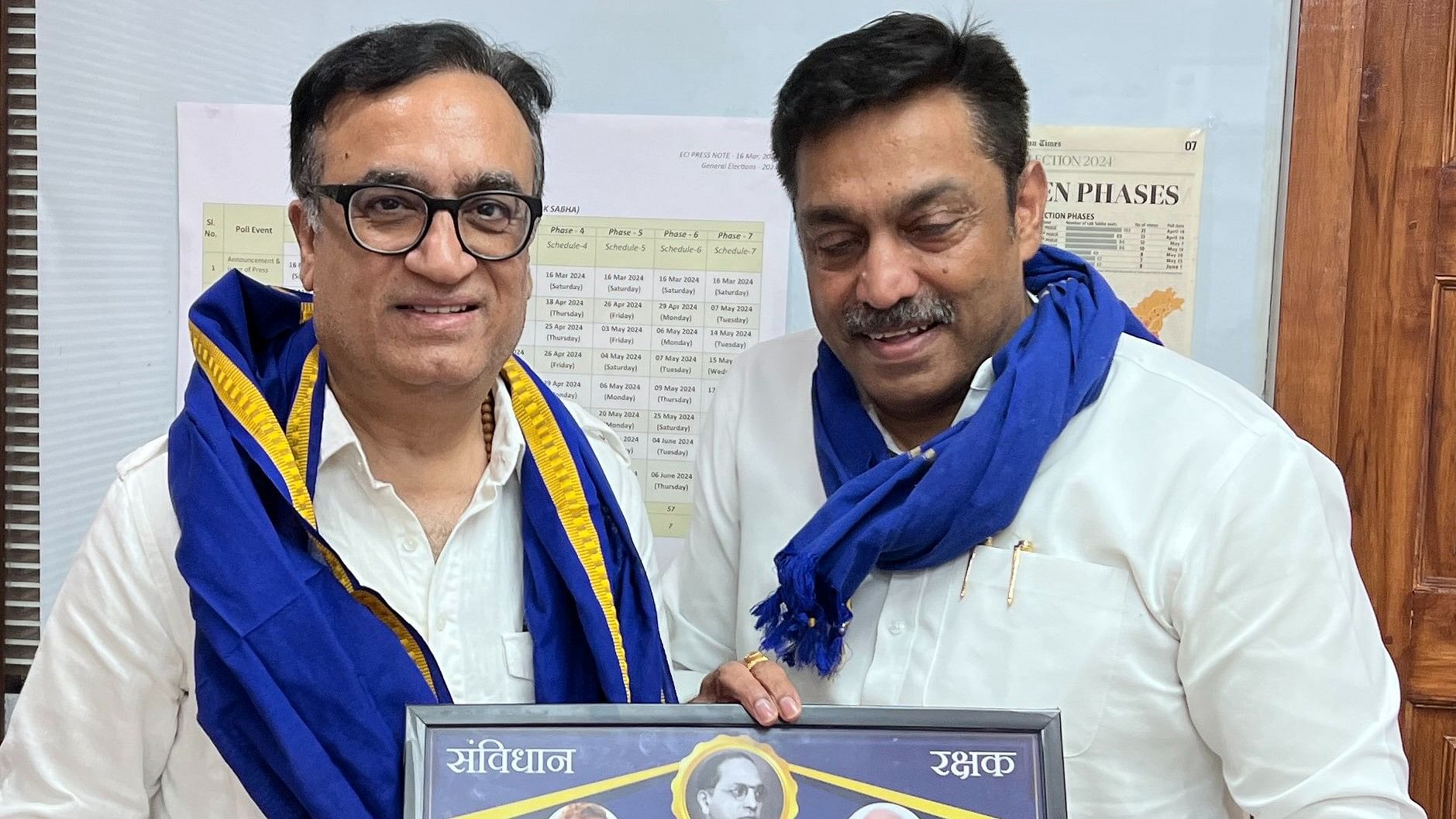 <div class="paragraphs"><p>Congress Treasurer Ajay Maken with&nbsp;Congress SC Department National Chairman Rajesh Lilothia</p></div>